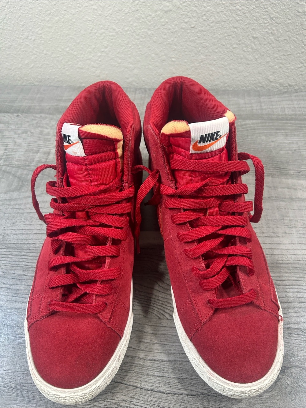 Nike Red High-Top Sneakers with White Sole